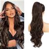 XFSRG Extension Capelli Naturali 65 cm Lunga Ondulati Ricci Coda Cavallo Sintetici Posticci Extensions per Donna(#6)