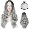 HTTDSLF 65 cm Parrucche Lunga Ondulati Ricci Sintetici Naturali Capelli Lungo Ondulato Biondo Misto Ombre Parrucche per le Donne Parrucca sfumata lunga riccia per Uso Quotidiano Cosplay Party