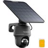 Reolink Telecamera Sorveglianza Esterno con SIM Card 4G LTE e Pannello Solare, Videocamera 4K 8MP Senza WiFi, PT 360° Visione Notturna a Colori, Rilevamento Smart Include 32GB microSD Card, Grigio