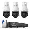 Reolink PoE 4K Telecamera Esterno PTZ, Zoom Ottico 3D 5X, Pan&Tilt 360°/90°, Inseguimento Automatico, Rilevamento di Uomo/Veicolo/Animale, Audio a 2 Vie, NVR 8CH con 2TB HDD, 3*RLC-823S1 e 1*RLN8-410