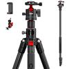 COMAN Treppiede per fotocamera, 182 cm treppiede da viaggio per telefono cellulare con testa a sfera a 360 gradi, monopiede staccabile con piastra Arca QR, treppiede per fotocamera/DSLR/videocamera-KX3939A1
