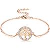 Jrêveinfini Albero della Vita Bracciale Donna Oro Rosa Argento 925, Bracciale Portafortuna Donna Bambina, Bracciale Mamma, Regalo Natale Compleanno Anniversario Donna Bambina