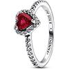 PANDORA Timeless Anello con cuore in argento Sterling con cristallo rosso ciliegia Jubilee e zirconi cubici trasparenti, 58