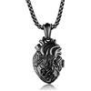 Cupimatch, collana con ciondolo a forma di cuore in organo anatomico aperto, da uomo, in acciaio inox, colore: Nero , cod. CM-27-04-uk