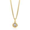 OROVI Ciondolo Donna Oro Giallo 14KT con catena Argento 925 placcata oro 18kt Collana con Ciondolo Punto Luce con Diamante taglio brillante 0,25 ct 45 cm, in astuccio portagioie