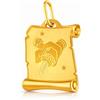 Rodium - Ciondoli in oro con il segno zodiacale dell'Acquario su papiro, oro 14k/finezza 585, ciondoli per collane o bracciali a catena