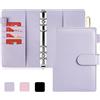 Onlyesh Raccoglitore Documenti A6, 6 Anelli Portadocumenti in Pelle PU, Budget Binder con Fibbia a Scatto Unica, per Fogli di Bilancio A6, Tasche per Raccoglitori e Contanti (Baby Viola)