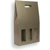 Weboxes Porta bottiglia tripla con manico 27 x 9 x 38 - Colore Argento - Confezione da 20 pezzi