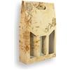 Weboxes Porta bottiglia tripla con manico 27 x 9 x 38 - Fiori Beige - Confezione da 20 pezzi
