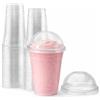 Sabco,50 bicchieri in plastica trasparente di alta qualità con coperchi, per frullati, frullati, succhi, birra, pinta, caffè freddo, granite, ideale per cibo da asporto e ristoranti (283.5 g)