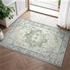 GENIMO Vintage Tappeto Ingresso Interno 60x90cm, Piccolo Tappeto Salotto Antiscivolo, Lavabile Tappeti Pelo Corto, Quadrato Carpet Per Cucina, Camera da Letto, Entrata Ufficio, Bagno - Verde