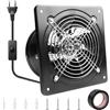 Aicharynic Ventilatore di scarico da 150 mm, 525 m³/h, con valvola di ritorno, silenzioso, in metallo, 38 W, spina europea, 6 pollici, ventola assiale per cucina, bagno, garage, piano inferiore, nero