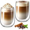 glastal 370ml x2 (piena capacità) bicchieri di birra Thermoglas | Bicchieri a doppia parete, in vetro borosilicato, per cappuccino, latte, macchiato, caffè, tè, latte, succo, gelato