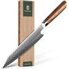 Dragon Creek Coltello Kiritsuke 21 cm in Acciaio Damasco, Coltello di Precisione per Tagli Fini, Ideale per Pesce e Verdure, Manico Ergonomico in Legno