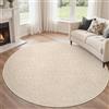 BEIMO Tappeto R120 cm - Tappeto in Peluche con Effetto 3D e Alto-Basso in Color Crema, Alta Densità, Antiscivolo, Lavabile per Soggiorno