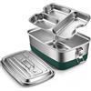 Aurinovellia Lunch Box in Acciaio Inossidabile, 2000ml Contenitore Porta Pranzo, Bento Box, Portapranzo con 3 Scomparti, Schiscetta Pranzo, Scatole Bento, Contenitore Pranzo, per Adulti e Bambini