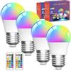 Lamptobe Lampadina Colorata LED,3W G45 E27 LED Multicolore Dimmerabili,Lampadine RGB+Bianco Caldo a Basso Consumo per Illuminazione D'atmosfera