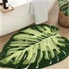 Calkkrer Grün Badematte, Tappetino da Doccia, Tappeto Bagno Foglia di Monstera, Tappetino Forma Pianta Tropicale, Antiscivolo Lavabile Tappetino WC, Tappeto per Bagno