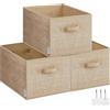 SONGMICS Scatole Portaoggetti Pieghevoli, Set di 3 Contenitori, 40 x 30 x 24 cm, Organizzatori per Armadio, 2 Maniglie, Portaetichette, per Camera da Letto Soggiorno, Beige Sabbia ROB440K01