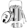 Ghazpmuk 1.3 L Secchiello Ghiaccio in Acciaio Inox, Secchiello per Ghiaccio | LCE Bucke con Coperchio, Pinze e Colino, Portaghiaccio, Contenitore del Cubetto di Ghiaccio, per Cocktail Bar, Feste