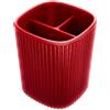 Generico Porta Spazzolini Organizer Premium in Design Moderno - Bicchiere da Bagno a Texture Verticale, in Plastica Tecnica Rinforzata con 3 Scomparti - Rosso Elegante, 9×7,5×7,5 cm