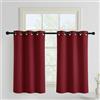 PONY DANCE Tende Oscuranti Corte Cucina per Finestre Piccole con Anelli Tenda Camera da Letto Termica Isolante Freddo e Caldo 2 Pezzi L 90 x A 137 cm, Rosso