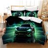 Leleyouzer Copripiumino auto da corsa 135 x 200 cm per bambini, set da letto, auto da corsa, sport estremi, copripiumino in microfibra + 2 federe 50 x 75 cm (PC2)