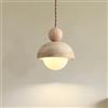 kaixunl Lampada a sospensione in travertino giallo Wabi-Sabi giapponese, paralume in pietra naturale con lampada a sospensione in legno G9, illuminazione nordica mini per isola cucina sala da pranzo