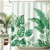 hometrixx Tenda Doccia Estate Tropicale 180 x 200 cm Foglia di Banana Palma Monstera Verde Poliestere Impermeabile Tenda Vasca da Bagno con 12 Ganci Lavabile in Lavatrice per Casa Hotel