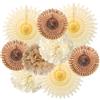 SUNBEAUTY Set di 9 Pompon Decorativi, Colore Marrone, Crema, Scomparti di Carta, Decorazione per Feste Di Compleanno, Matrimonio, Vintage, Decorazione per Camera da Letto, Baby Shower