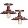 YSGUYILT Lampada da Soffitto Vintage Ombrello Plafoniera Metallica 2 pezzi, Stile Industriale, E27 Senza Lampadina, Diametro 24 cm, Ruggine