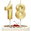 Prebarfun Candele Compleanno Oro Candela Numero 18 Candeline Compleanno Candele di Compleanno Metallizzato-Numero Adatto A Feste di Compleanno,Feste di Anniversario di Matrimonio,Serate di Laurea