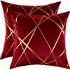 Miuyunya Federe Cuscini Divano Rosso 45x45 Velluto Fodere per Cuscini Decorativi Cuscino Moderno Set di 2 Dore Copricuscini Decorativi per Soggiorno Camera Letto Auto Letto Esterno Interno