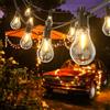Kawaya Catena luminosa a LED per esterni, corrente 15 m, illuminazione esterna, 50 m, per esterni, IP65, impermeabile, dimmerabile, con 25 + 2 lampadine da giardino, A45, catena luminosa per esterni
