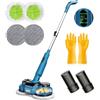 Fovendi Mocio Elettrico Cordless da 21V, 300ML Serbatoio, Illuminazione a LED, 4 Cuscinetti, Mop Elettrico Lavapavimenti senza Fili con Faro LED e Spruzzatore, per Pavimenti in Legno Duro e Piastrelle