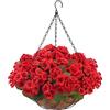 Fairblo 8 Pezzi Gerani Fiori Finti da Esterno da Appendere con 1 Vasi Rossi Fiori Artificiali Pendenti Piante Finte Cadenti Cesto di Fiore Sospese per Decorazione Balcone Giardino Terrazze Matrimoni