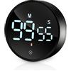 Birshe Digital Timer da Cucina con Display LCD e Magnete, Visibile per Cottura Classe Studio Allenarsi Magnetico Countdown Contaminuti Kitchen (Nero)
