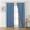 Joydeco Tende oscuranti al 100% in lino con nastro arricciato, set da 2 pezzi, altezza 183 x 117 cm, protezione dal freddo, opache, protezione acustica, ideali per il soggiorno