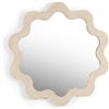 DRW Specchio da parete rotondo ondulato color crema effetto pietra 90 x 86 x 2,5 cm
