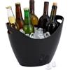 Relaxdays Secchiello per Ghiaccio, Ice Bucket 8L, Porta Bottiglie Champagne e Spumante, Bevande Fresche, Plastica, Nero