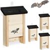 Relaxdays casetta Pipistrelli Set 4 rifugi in Legno Naturale/Nero Misure 25x18x6 cm