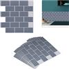 Relaxdays Set da 10 Piastrelle Autoadesive, per Bagno e Cucina, HL 30,5x30,5cm, 3D, Effetto Subway, Impermeabili, Grigio
