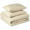 Amazon Basics Set Copripiumino Una Piazza e Mezza in Microfibra Prelavata,Extra Morbido con Effetto Naturale Arricciato,Non Necessita Stiratura,Copripiumino da 200x200 cm e 2 Federe da 50x80 cm,Beige