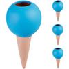 Relaxdays Irrigazione a Goccia, Set da 4, Coni per Bottiglie 1,5 L Annaffiatura Automatica per Piante, Terracotta Blu, Ceramica