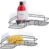 Relaxdays Mensole Angolari Doccia, Set da 2 Scaffali Porta Sapone ad Angolo, Autoadesivo Senza Foratura, in Ferro, Nero