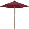 Easycomfort Ombrellone da Giardino Rotondo, in Legno e Poliestere con Apertura a Corda, 2.5x2.3 m, Bordeaux