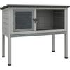 EasyComfort Conigliera Rialzata in Legno da Esterni con Tetto Apribile e Vassoio Estraibile, 84x43x70cm, Grigio