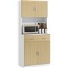 EasyComfort Credenza Cucina con Armadietti a 2 Ante e Cassetto, 80x40x180cm, Colore Legno