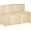 Easycomfort Panca Contenitore da Esterno in Legno di Abete Naturale con Schienale per Giardino e Terrazza, 115x45x75cm