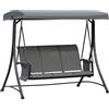 Easycomfort Dondolo 3 Posti da Giardino o Terrazzo con Tettuccio Regolabile e Tasche Portaoggetti Grigio Scuro 196x128x172cm